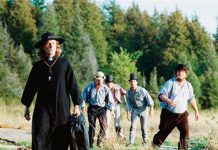 4th Line Theatre founder and creative director Robert Winslow (left) in his play "The Cavan Blazers," which was the first production at the Winslow Farm in Millbrook in 1992. The play will be restaged from August 1 to 26, 2023, directed by 4th Line's managing artistic director Kim Blackwell. (Photo: Wayne Eardley / Brookside Studio)