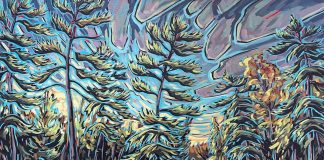 "Haze" (acrylic on canvas, 24" x 24") by Kawarthas artist Jenny Kastner is one of the many artworks donated by local artists for the Art Gallery of Peterborough's annual "It's All About ART" online auction, running October 21 to November 5, 2022 in support of the Gallery's exhibitions, programs, and educational opportunities. (Photo courtesy of the Art Gallery of Peterborough)