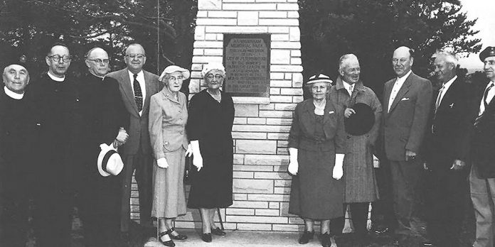 A memorial cairn and plaque dedication for Peterborough men who died during World War I was held on top of the hill of Ashburnham Memorial Park on June 24, 1959. (Photo courtesy of Ashburnham Memorial Stewardship Group)