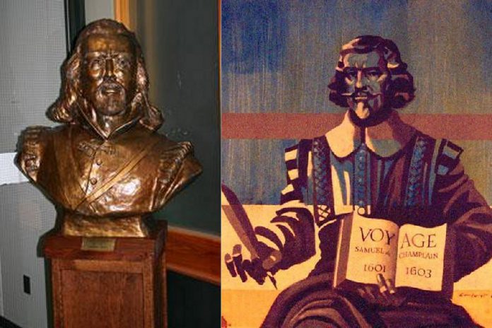 Some students regard a bust of Samuel de Champlain by Jérèmie Giles as a symbol of Native oppression and an artwork of Champlain by Charles Comfort as a negative image lacking a sympathetic counterpoint expressing the Native point of view.  Both pieces have already been removed from Champlain College and will be permanently relocated with contextual information and appropriate Indigenous artwork.  (Photos courtesy of Trent University)