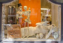 Starting October 21, downtown Peterborough businesses will be spookifying their window displays with the theme of fairy tales and folklore leading up to the Peterborough Downtown Business Improvement Area (DBIA)'s inaugural 'Halloween in the Booooro' event on October 29, 2022. Along with family-friendly activites including trick or treating, late-night shopping, and a scavenger hunt, there will be a free zombie escape game for adults in Peterborough Square. (Photo: Peterborough DBIA)