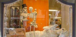 Starting October 21, downtown Peterborough businesses will be spookifying their window displays with the theme of fairy tales and folklore leading up to the Peterborough Downtown Business Improvement Area (DBIA)'s inaugural 'Halloween in the Booooro' event on October 29, 2022. Along with family-friendly activites including trick or treating, late-night shopping, and a scavenger hunt, there will be a free zombie escape game for adults in Peterborough Square. (Photo: Peterborough DBIA)