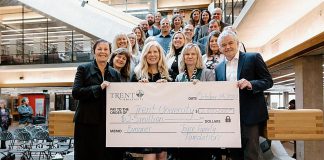Trent University and the Joyce Family Foundation announced the $2.5 million Joyce Family Foundation Bursary Endowment Fund on October 14, 2022. The bursary will be available to four undergraduate students in any field of study per year with preference given to students who come from the City or County of Peterborough, Durham Region, and Haliburton County. (Photo courtesy of Trent University)