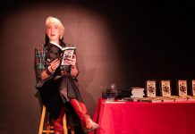 Peterborough theatre artist and writer Kate Story reading from her young adult novel "Urchin" during a book launch event at The Theatre On King in fall 2021. "Urchin" is one of the five finalists in the English language young people's literature category of the 2022 Governor General's Literary Awards. (Photo: Andy Carroll)