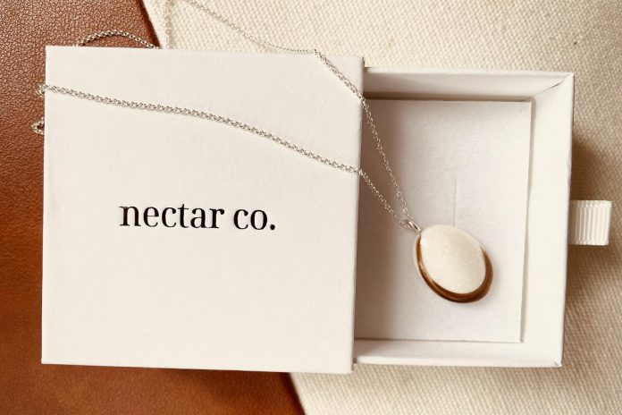 Rose Terry's business Nectar Co. creates custom keepsake jewellery using items people want to preserve and hold close to them, including breast milk, cremation ashes, and more. (Photo courtesy of Rose Terry)