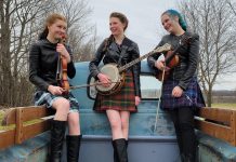Fiddler Amelia "Irish Millie" Shadgett (left) and Fern and Willow Marwood have formed a trio called The Receivers and have been nominated for a 2023 Canadian Folk Music Award for Young Performer(s) of the Year. (Photo via The Receivers / Facebook)