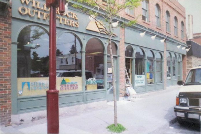 In 1992, Scott Murison and Kieran Andrews first launched Wild Rock Outfitters in a 900-square-foot-store on George Street in downtown Peterborough.  In 1997, they purchased the old bingo hall (previously an A&P grocery store originally built in 1929), gutted it, and renovated it.  In the spring of 1998, they moved into the new 8,000-square-foot location. (Photo courtesy of Wild Rock Outfitters)