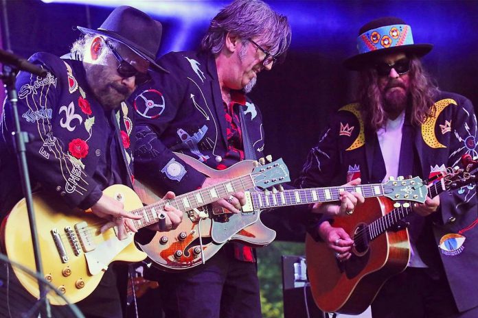 Colin Linden, Stephen Fearing, and Tom Wilson formed the roots-rock band Blackie and the Rodeo Kings in 1996 to record a one-off tribute album to the great Canadian singer-songwriter Willie P. Bennett (who lived in Peterborough). Still together 11 albums and almost 27 years later, the band is playing two shows at Peterborough's Market Hall on December 7 and 8, 2022, presented by Market Hall and kawarthaNOW. (Photo courtesy of Blackie and the Rodeo Kings)