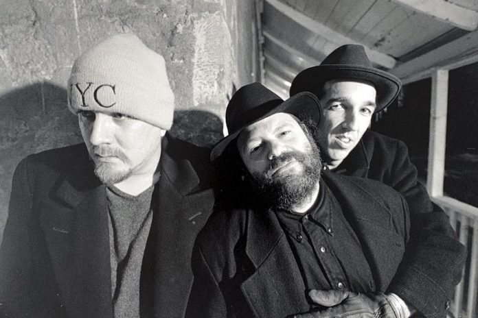 Tom Wilson, Colin Linden, and Stephen Fearing in 1999 while they were recording their Juno Award-winning record "Kings of Love" at The Tragically Hip's studio The Bath House. (Photo: Bob Lanois)