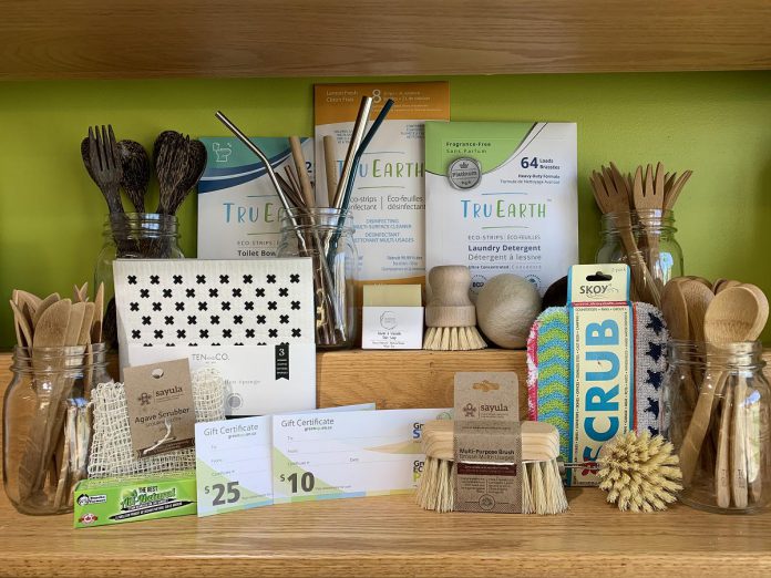 Youth prefer gifts that keep their independence in mind. Here is a selection of versatile gifts from the GreenUP Store for your maturing family member, including laundry strips for residence, gift cards for choice, and sustainable food and drink containers. (Photo: Eileen Kimmett)