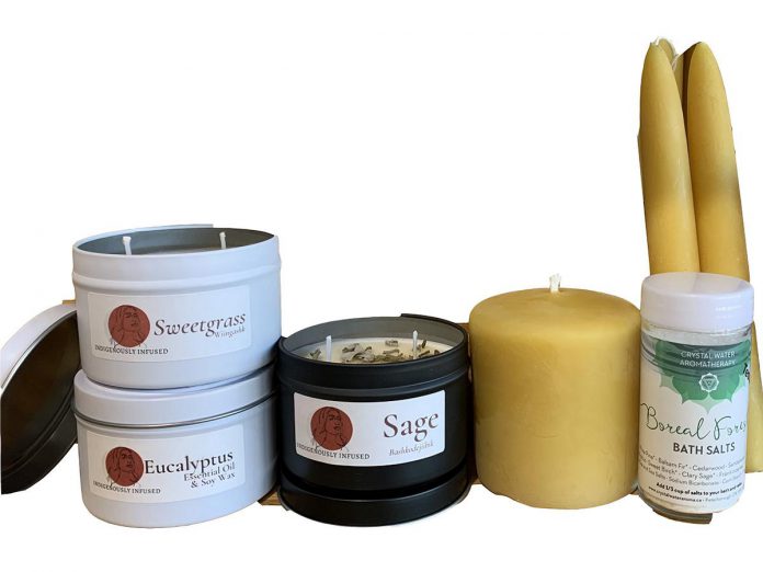 Candles are a very popular gift for good reason: not only are they beautiful decorations, but the aroma can enhance the mood of an event and add coziness to a room. The options at the GreenUP Store are non-toxic and sourced locally, including sage and sweetgrass candles from Indigenously Infused. (Photo: Eileen Kimmett)