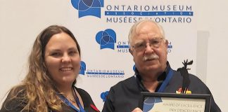Lang Pioneer Village Museum volunteer John Caldwell with his Volunteer Service Award of Excellence from the Ontario Museum Association on November 7, 2022. (Photo: Lang Pioneer Village Museum / Facebook)