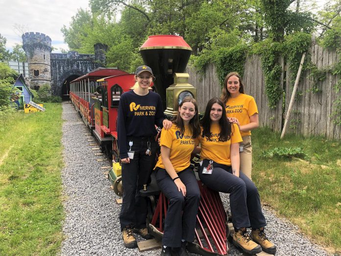 The 2022 Kawartha Rotary Auction, running online from November 21 to December 4, is raising funds for the railway replacement project at Peterborough's Riverview Park and Zoo. Pictured is the train crew during the popular miniature train ride's 2019 season. (Photo: Riverview Park and Zoo)