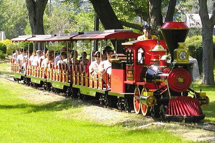With 10,000 to 60,000 riders each season, the miniature train ride is an important source of revenue for Peterborough's Riverview Park and Zoo, Canada's only free-admission accredited zoo, which is currently seeking to raise $300,000 to replace both the train's aging replica locomotive and passenger coaches.  (Photo: Riverview Park and Zoo)
