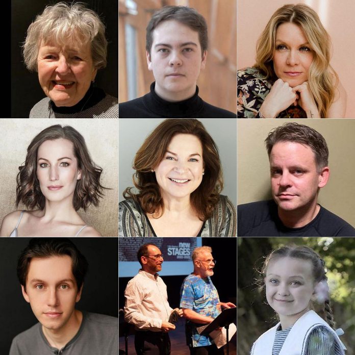 Written and narrated by Beth McMaster (top left), "Sondheim, A Celebration" also features (left to right, top to bottom):  musical director Benjamin Kersey, Kate Suhr, Shannon McCracken, Linda Kash, Geoff Bemrose, Henry Firmston, Mark Wallace and Randy Read, and Indigo Chesser. (kawarthaNOW collage)