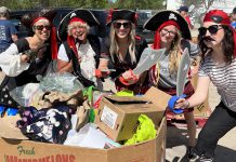 Porch Pirates for Good, a volunteer organization in Peterborough, collected more than 25,000 pounds of food during its spring food drive for Kawartha Food Share. The organization is hosting a fall food drive to restock the dwindling shelves at Kawartha Food Share on November 12, 2022. (Photo courtesy of Porch Pirates for Good)