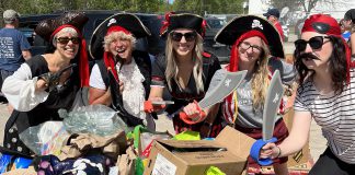 Porch Pirates for Good, a volunteer organization in Peterborough, collected more than 25,000 pounds of food during its spring food drive for Kawartha Food Share. The organization is hosting a fall food drive to restock the dwindling shelves at Kawartha Food Share on November 12, 2022. (Photo courtesy of Porch Pirates for Good)