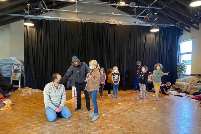 Creative consultant Linda Kash works with cast members during a rehearsal of the Peterborough Theatre Guild production of Cummins and Scoullar's "The Little Prince", which runs for eight matinee and evening performances from December 2 to 10, 2022, at the Guild Hall in Peterborough's East City. (Photo courtesy of Peterborough Theatre Guild)