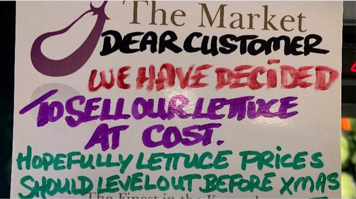 Lee Galley, owner of The Market in Lakefield, posted this sign for customers, drawing national media attention. (Photo: The Market / Facebook)