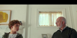 Peterborough's Wyatt Lamoureux (right) as Mr. Wallace with Nathaniel Buescher as Jesse in a scene from the second episode of the new Apple TV+ sci-fi anthology series "Circuit Breakers." (kawarthaNOW screenshot)