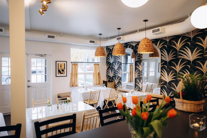 The decor at Port Hope's Cafe Lviv was designed by local interior designer Michael Thomas Vuksta. (Photo: Mira Knott / Knott Studio)
