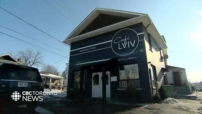 Cafe Lviv at 90 Mill Street North in downtown Port Hope was recently featured on CBC Toronto News and CBC Radio's Ontario Morning. (kawarthaNOW screenshot of CBC Toronto News video)