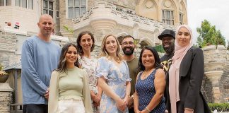 Pontypool's Derek Welch (left) at Casa Loma in Toronto with seven other bakers representing central Canada in a regional qualifying round for CTV's new reality cake competition series "Cross Country Cake Off," which premieres on December 15, 2022. (Photo: CTV)