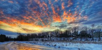This photo of a sunset over frozen Baxter Creek in Millbrook by Kirk Hillsley was our top post on Instagram for December 2022. (Photo: Kirk Hillsley @kirkhillsley / Instagram)