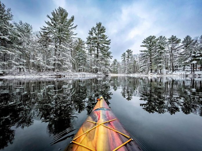 This photo of a snowy paddle on Kasshabog Lake by Mike Quigg was our top post on Instagram for November 2022. (Photo: Mike Quigg @_evidence_ / Instagram)