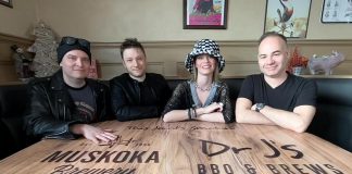 Live Shiny Tunes (Devin McManus, Dawson McManus, SJ Riley, and Michael Beauclerc) will make their debut on New Year's Eve at Dr. J's BBQ & Brews in downtown Peterborough, performing the best hits of the '90s. (kawarthaNOW screenshot of Facebook video)