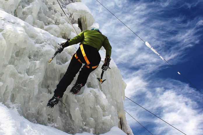 Paid adventure experiences during the Hike Haliburton Festival - Winter Edition on February 4 and 5, 2023 include "Try Ice Climbing," where Yours Outdoors will provide you with a taste of the sport of ice climbing. (Photo courtesy of Yours Outdoors)