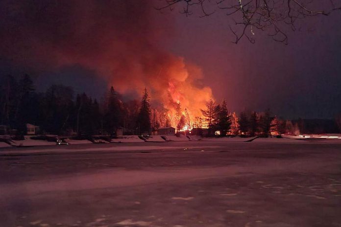 Barry Ferguson, who has a cottage near The Homestead Trailer Park, took this this photo of the fire that broke out on January 5, 2022. (Photo: Barry Ferguson)