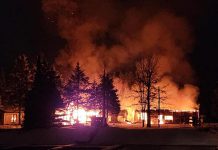 Highlands East volunteer firefighter Todd Bertram took this photo of the fire that broke out on January 5, 2022 at The Homestead Trailer Park on Eels Lake between Apsley and Bancroft. (Photo: Todd Bertram)