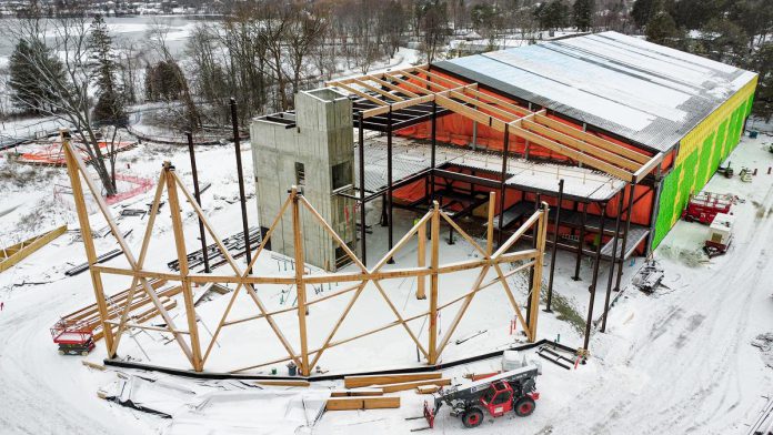 The new Canadian Canoe Museum under construction on Ashburnham Drive in Peterborough in January 2023. (Photo courtesy of the Canadian Canoe Museum)
