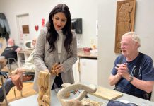 Canada's Minister of Seniors Kamal Khera looks at artworks at Activity Haven Senior Centre in Peterborough on January 19, 2023, when she announced $116,881 in funding for six community-based projects under the federal 2021-22 New Horizons for Seniors Program, including $23,500 for the Activity Haven in Motion program. (Photo: Office of Kamal Khera / Twitter)