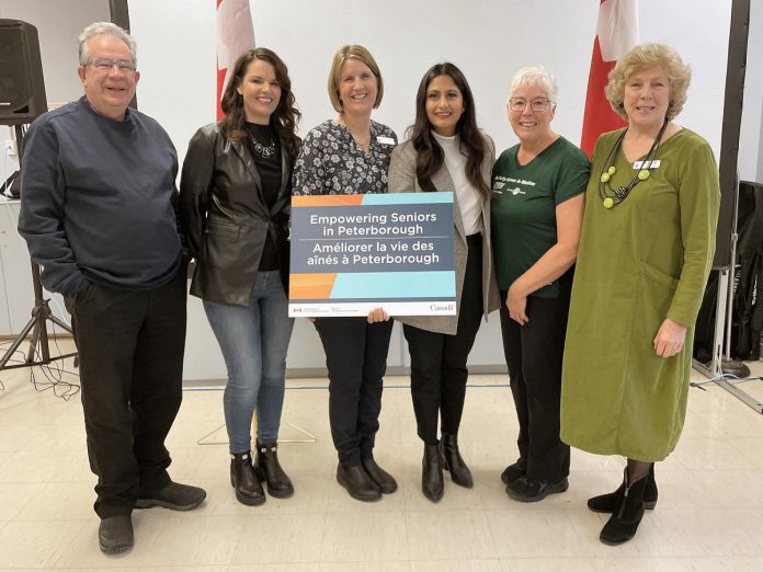 Canada's Minister of Seniors Kamal Khera (third from right) along with Peterborough Mayor Jeff Leal, Peterborough-Kawartha MPP Michelle Ferreri (second from left), and Activity Haven Senior Centre staff on January 19, 2023, when Minister Khera announced $116,881 in funding for six community-based projects under the federal 2021-22 New Horizons for Seniors Program, including $23,500 for the Activity Haven in Motion program.   (Photo: Employment and Social Development Canada / Facebook)