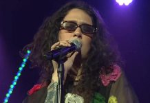 Juno-nominated Métis/Slovakian singer-songwriter Ruby Waters, seen here performing at the 2022 Juno Awards, will be at the Historic Red Dog in downtown Peterborough on Wednesday, January 18 with special guest, Oji-Cree singer-songwriter Aysanabee. (kawarthaNOW screenshot of CBC Music video)