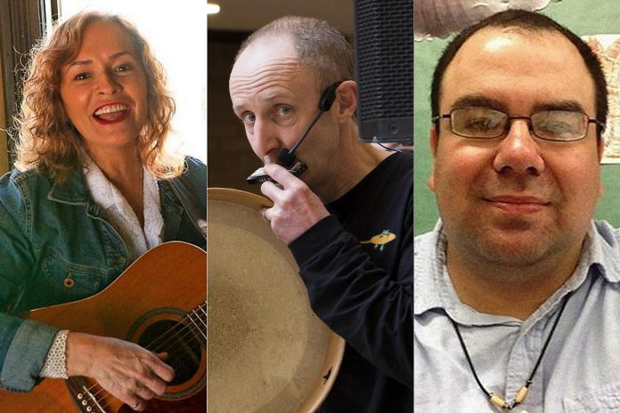 Heather Whaley, Glen Caradus, and Jonathan Taylor are featured storytellers at the Peterborough Family Literacy Day on the morning of January 28, 2023 at Peterborough Square. (Collage: kawarthaNOW)