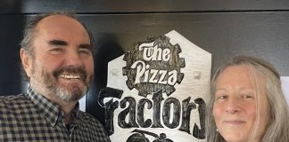 Peter and Anna Bouzinelos, owners of The Pizza Factory at 1000 Lansdowne Street West in Peterborough, are closing the iconic restaurant on January 29, 2023 after almost 43 years in business. (Photo: Paul Rellinger / kawarthaNOW)