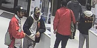 The two men suspected of stealing a grey 2022 Hyundai Elantra from a Port Hope car dealership on January 5, 2022. (Police-supplied photos)