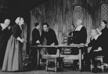 A scene from the 1953 production of Arthur Miller's play "The Crucible" about the 17th-century Salem witch trials in colonial America and an allegory for the anti-communist witch-hunts in the U.S. in the mid 20th century. The Peterborough Theatre Guild production, which runs for 10 performances from January 20 to February 4, will be set in the 1930s. (Photo: Fred Fehl / AP)