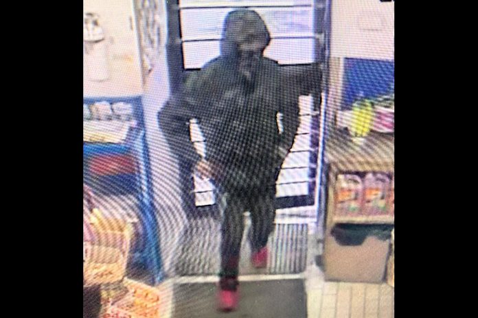 Peterborough police are seeking this suspect in connection with an armed assault at a Peterborough convenience store on February 19, 2023. (Police-supplied photo)