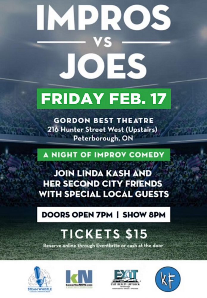 The latest edition of 'Impros vs Joes' begins at 8 p.m. at the Gordon Best Theatre in downtown Peterborough on February 17, 2023. (Poster: klusterfork entertainment)