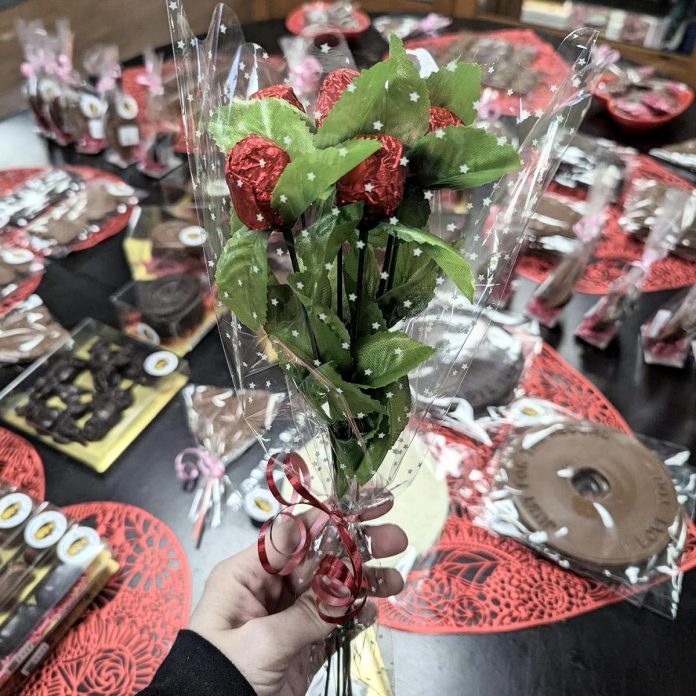 The Chocolate Rabbit's long-stem chocolate roses, in both milk chocolate and The Chocolate Rabbit's new Ruby chocolate, are available at both the Lakefield and Bancroft locations. (Photo courtesy of The Chocolate Rabbit)
