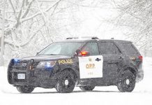 An Ontario Provincial Police vehicle in the winter. (Photo: OPP)