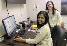 Dr. Madura Sundareswaran and nurse Kim Chep RPN of the Peterborough Newcomer Health Clinic, whose clients are referred by the New Canadians Centre. Dr. Sundareswaran opened the clinic in January 2023 with a goal to take on about 50 patients in its first year. (Photo courtesy of Peterborough Newcomer Health Clinic)