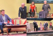 What happens when a small-town funeral home owner and his family meet his secret online Russian bride-to-be (and her sister)? That's the premise behind Canadian playwright Kristen Da Silva's award-winning comedy "Gibson & Sons," playing at the Peterborough Theatre Guild for 10 performances from February 24 to March 11, 2023. (Photos: Peterborough Theatre Guild)