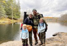 Kassy Scott and Tyler Scott, pictured with their two young daughters, used the mentorship experience and seed grant they received through the 2022 Spark Mentorships and Grants Program to expand Rare Escape, their venture that sees delicious culinary offerings paired with an outdoor adventure. The Spark program, offered collaboratively by the Tourism Innovation Lab and Peterborough & the Kawarthas Tourism (a division of Peterborough & the Kawarthas Economic Development), returns in 2023 with applications opening February 14. (Photo courtesy of Rare Escape)