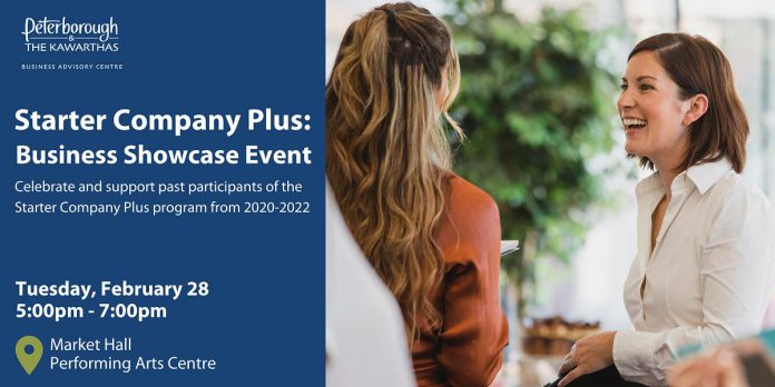Peterborough & the Kawarthas Economic Development will be celebrating local small businesses by hosting the Starter Company Plus Showcase from 5 to 7 p.m. on Tuesday, February 28th at Market Hall Performing Arts Centre in downtown Peterborough. (Graphic: Peterborough & the Kawarthas Economic Development)