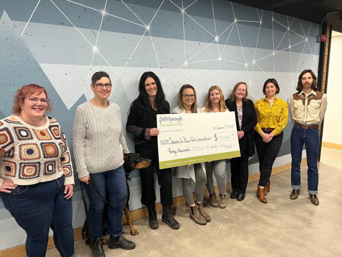 The Neighbourhood Vintage owner Jacquelyn Craft (second from right) was one of eight Peterborough-area entrepreneurs who received a collective $40,000 in the fall 2022 intake of the provincially funded Starter Company Plus program offered by the Peterborough & the Kawarthas Business Advisory Centre. Also pictured are Vanessa Bruce, Ineke Turner, Lisa Mace, Jena Trimble, Kate Griffin, Lisa Burkitt, and Nathan Truax. (Photo courtesy of Peterborough & the Kawarthas Economic Development)